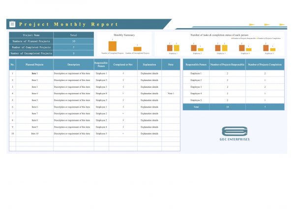 Project Monthly Report