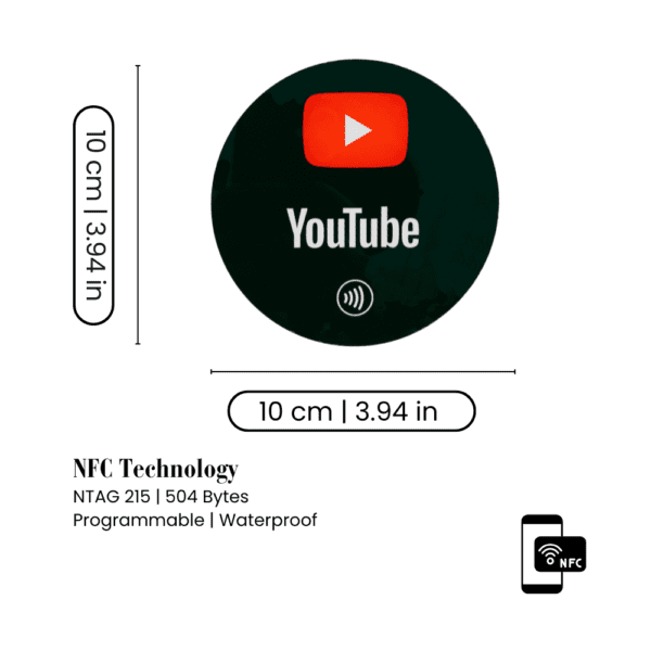 YouTube Follow Us NFC Tab Round Sticker - Image 4