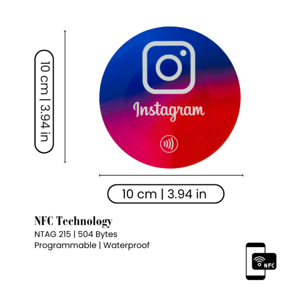 Instagram Follow Us NFC Tab Round Sticker - Image 3